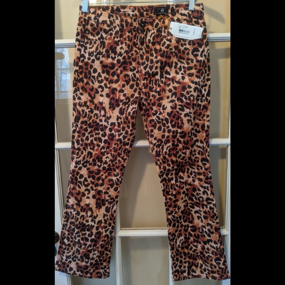 NWT AG Jeans Jodi Untamed Camo Cognac High-Rise Crop Flare Jean - Picture 4 of 7